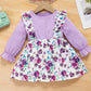 Girls Floral Two-Tone Dress