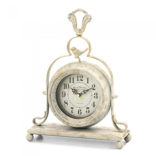 Accent Plus Antique-Style Table Clock with Bird