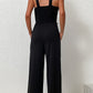 Smocked Sleeveless Wide Leg Jumpsuit with Pockets