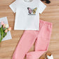 Girls Butterfly Graphic T-Shirt and Joggers Set